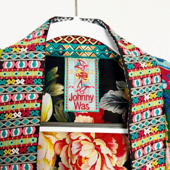 JOHNNY WAS Embroidered multicolored Reversible Kimono Jacket size Large - Picture 8 of 17